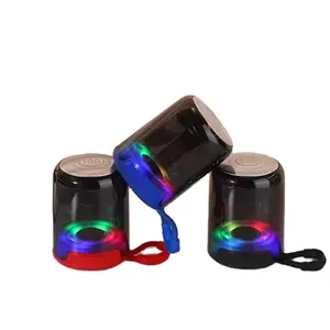 액티브 1.5 인치 무선 휴대용 RGB LED 다채로운 빛 BT 투명 우퍼 미니 스피커 스테레오베이스 스피커 뮤직 박스