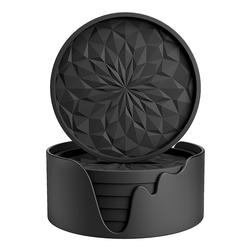 Posavasos negros - 6 unidades + base
