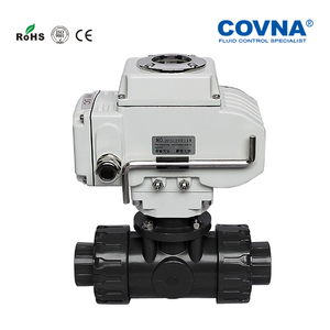 วาล์วบอลไฟฟ้าแบบมอเตอร์ COVNA สำหรับงานด่วน แบบเกลียวสามทาง UPVC พลาสติก พร้อมข้อต่อแบบ True Union ใช้ไฟ DC24V วาล์ว 3 ทาง PVC - Product Image 4