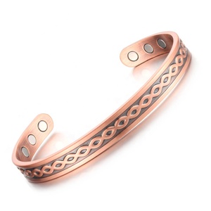 Joyería biomagnética, venta al por mayor, 99.99% cobre puro, chapado en cobre, artritis magnética, brazalete geométrico Unisex personalizado - Product Image 1