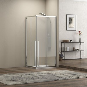 Box Doccia Kamalu KEL1000 90x110 Angolare con Doppia Porta Scorrevole, Vetro 8mm, Altezza 200cm, Telaio in Acciaio Inox Senza Cornice, Stile Apribile - Product Image 6