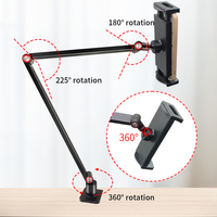 Support de table universel en alliage d'aluminium pour téléphones portables et tablettes, réglable et pliable, support de téléphone à bras flexible pour créateurs de contenu TikTok