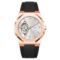 Montre-bracelet automatique de luxe pour homme, avec chiffres arabes bleus, en silicone, pour marque privée, best-seller OEM