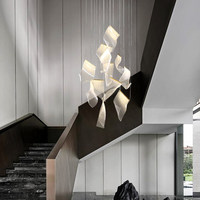 Lustre LED suspendu moderne en acier inoxydable, style minimaliste du milieu du siècle, design fil de pêche, pour salon et escalier de luxe de style nordique