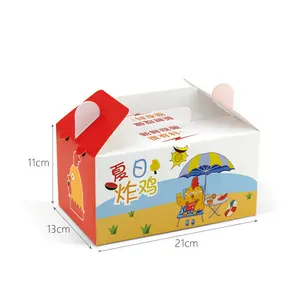 Herstellung Promotion herausnehmen Lebensmittel box mit Griff Pappe Papier Lebensmittel box für gebratene Nuggets