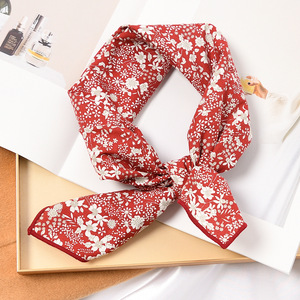 Pañuelo Cuadrado <span class=keywords><strong>de</strong></span> Algodón Puro para Mujer, Estampado Floral, Estilo Retro, 55x55cm, para Verano-Otoño - Product Image 4