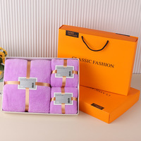 Ensemble de serviettes en microfibre corail trois pièces, très vendu, haute densité, absorbant, pour le bain, coffret cadeau personnalisé