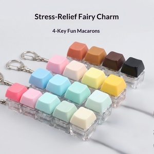 Plastic Stress-Relief Toy Solid Color Macaron Four-<b>Key</b> Linear Keyboard <b>Square</b> Keychain Small Pendant - Product Image 3