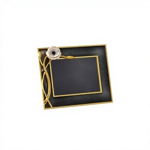 Rectangular Brass Photo <b>Frame</b> <b>With</b> Flower Design Handmade Metal Tabletop Decor Horizontal Orientation - Product Image 1