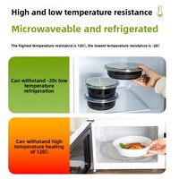 Boîte à lunch jetable haut de gamme de style américain, compatible micro-ondes, en plastique, avec couvercle, noire, pour emballage de restauration rapide, Bol d'emballage pour la restauration rapide, version continentale