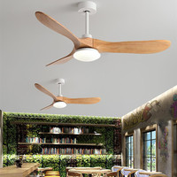 Ventilateur de plafond LED en bois massif JYLIGHTING 42/52 pouces, design moderne, moteur AC, télécommande, éclairage décoratif pour salon