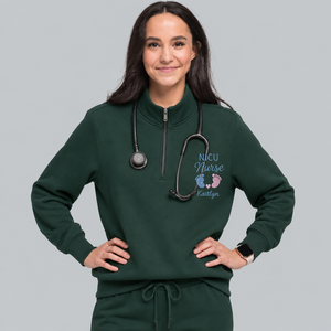 Cadeau pour infirmière pédiatrique, infirmière de soins intensifs néonataux ou pédiatriques, pieds de bébé et stéthoscope rose bleu - Product Image 6