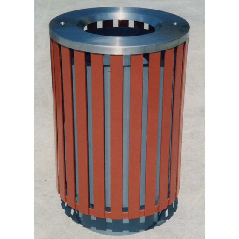Commercial Steel Slat Litter Receptacle Outdoor Metal Waste Bin Public Urban Residential Trash Bin