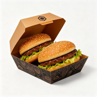 Boîte à hamburger en papier alimentaire détachable en gros, personnalisez votre propre logo et différents types de boîtes