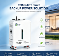 Système de stockage d'énergie tout-en-un 6200W 5.12kWh à onde sinusoïdale pure avec batterie LiFePO4, onduleur MPPT intégré et conception sur roues
