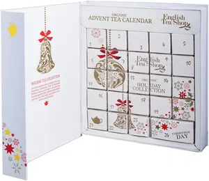 Custom Logo cardboard gift box tea box With Bag Gold Stamping advent calendar cardboard box with 24 drawers chocolate