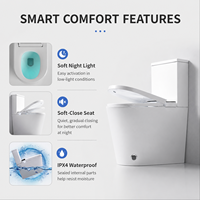 En gros WC intelligent bidet à poser au sol avec réservoir, chasse d'eau à capteur au pied, siège chauffant et buse autonettoyante