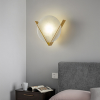 Nordic Lampu Dinding Bundar Modern Sederhana Lampu Hias Dinding Latar Belakang Ruang Tamu Lampu Belajar Kamar Tidur Lampu Dinding Marmer