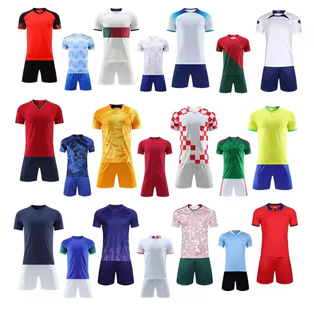 Camiseta de fútbol con bordado de ropa de equipo nacional de fútbol con logotipo impreso personalizado Camiseta de fútbol de calidad tailandesa original