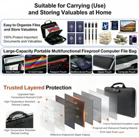 Bolsa para Documentos Ignífuga UL94, 500C, Hermética, Impermeable, de TPU, con Cierre Seguro, Carpeta Expandible, Cremallera Reflectante