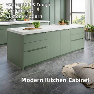 Isla de Cocina de Estilo Minimalista Personalizada, Adecuada para Proyectos de Viviendas, Apartamentos y Villas, Gabinete de Cocina Moderno de Madera Sólida - Product Image 2