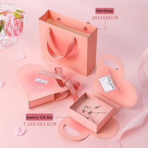 Valentine's Day Heart-Shaped Romantic Jewelry <b>Gift</b> <b>Box</b> with Paperbag for Couples Creative Souvenir <b>Box</b> Bronzing Wholesale - Product Image 6