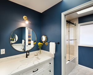 Moderno de doble capa montado en la pared baño Vanity Rock Slate Mármol Fregadero Flotante Vanidad Gabinetes Melamina Laca Apartamento - Product Image 4