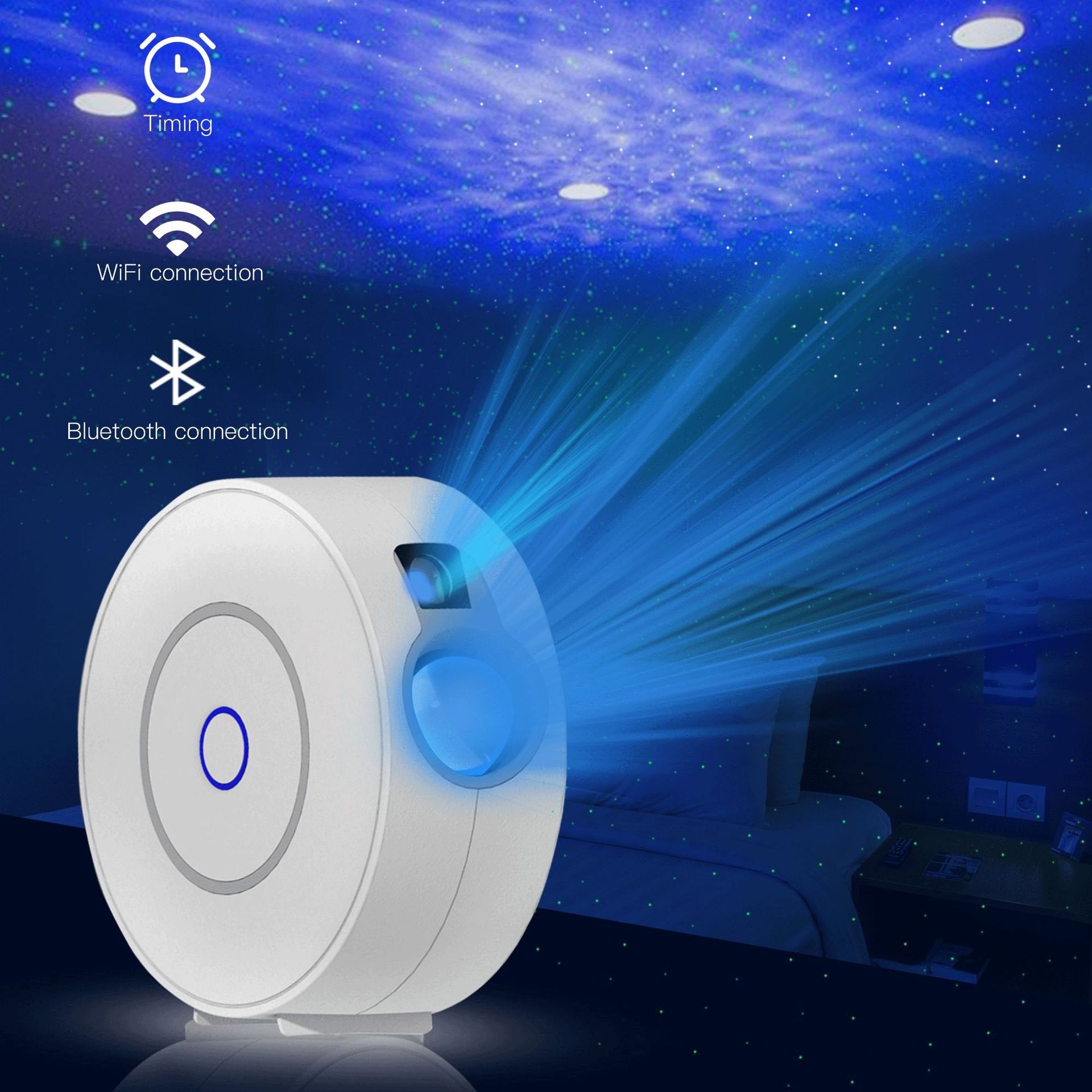 Smart LED Projector Lamp Starry Sky Projection Lamp APP Control Projector Compatible with Alexa Google