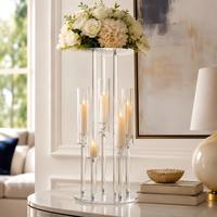 Nuevo Portavelas de Acrílico Transparente, Estilo Moderno Minimalista, Centro de Mesa para Bodas, Florero de Cristal para Salón