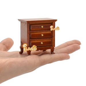 ILAND – meubles de maison de <span class=keywords><strong>poupée</strong></span> en bois <span class=keywords><strong>Vintage</strong></span>, échelle 1:12, maison de <span class=keywords><strong>poupée</strong></span>, chambre à coucher, <span class=keywords><strong>lit</strong></span>, Table de chevet, coiffeuse, banc rembourré - Product Image 4