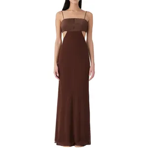 2023 novo veludo dourado halter vestido feminino outono e inverno senior sentido dentro de um médio longo pequena saia marrom