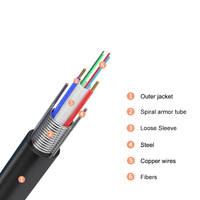 Ftth Pe Tpu Comunicación 10 AWG Cables de alimentación 1 2 4 Core Cable híbrido de fibra óptica para exteriores