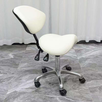 Tabouret Ergonomique à Roulettes Pivotant pour Salon, Chaise de Spa, Tatouage, Dentaire, Hauteur Réglable, Siège Selle avec Dossier
