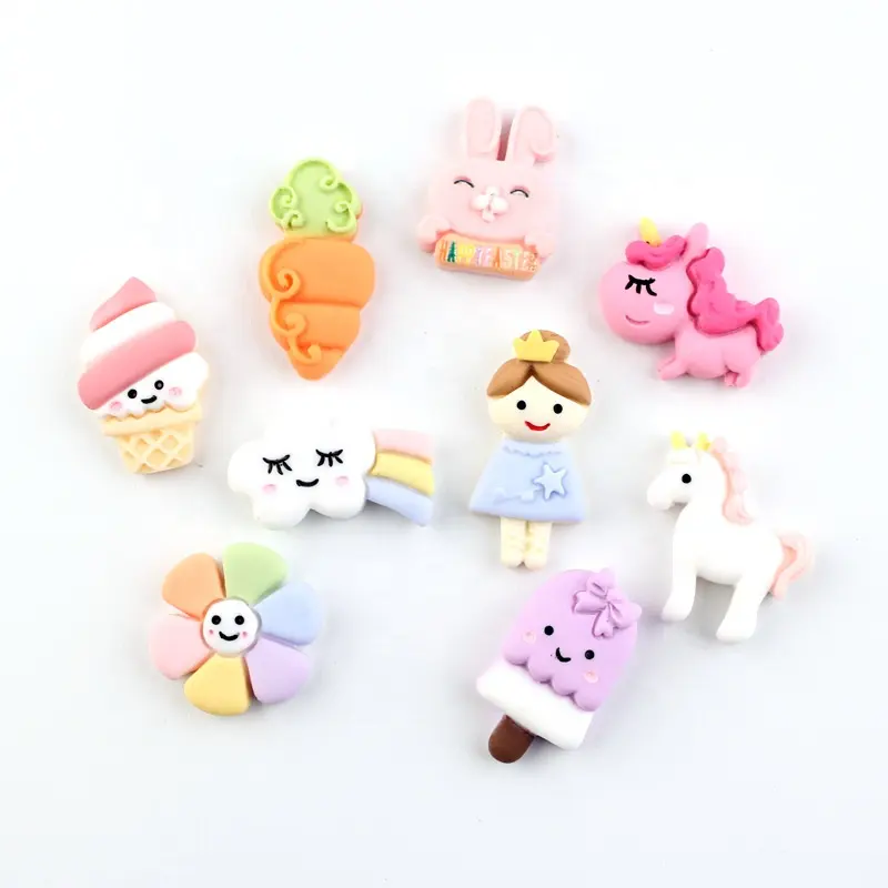 Baru Resin es krim Cloud pelangi Unicorn kelinci Suowers Resin pesona untuk dekorasi