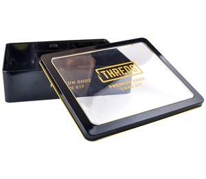 Wholesale large print black rectangle tins box with window