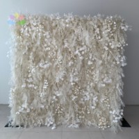 Panneaux de fleurs de mariage en soie 5D, fleurs artificielles de pampa 3D de luxe