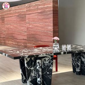 Tavolo da Pranzo in Marmo Personalizzato all'Ingrosso, con Venature Nere e Bianche Intense, Piano in Pietra Naturale con Motivo Unico per Progetti Commerciali - Product Image 2