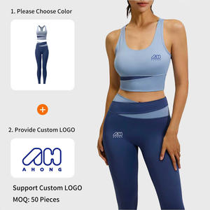 Ensemble de <span class=keywords><strong>yoga</strong></span> et d'entraînement <span class=keywords><strong>pour</strong></span> femme, respirant et à séchage rapide, sans coutures, anti-humidité, 2 pièces (soutien-gorge et leggings) - Product Image 2