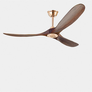 Moderne 110V-220V Silencieux DC Moteur LED ABS 5 Verre Noyer Bois Fer Salle À Manger Plafond Ventilateur Lumière Intégration Maison Télécommande - Product Image 1