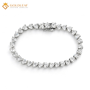 Goldleafgem Custom 14K Solid <b>White</b> Gold IGI Certified Lab Grown Diamond Tennis Link <b>Bracelet</b> Luxury Fine Jewelry Gift for Women - Product Image 1
