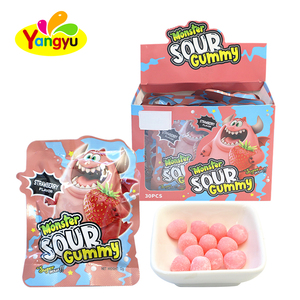 Caramelos de Goma con Sabor a <span class=keywords><strong>Fresa</strong></span>, Tipo Monster Sour, Envueltos Individualmente, Caja de Exhibición de 30 Unidades, Venta al Por Mayor Directa de Fábrica - Product Image 1