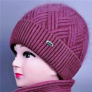Gorro de punto de invierno para mujer, forrado de algodón y lana, cálido, color morado, para usar en invierno. - Product Image 1