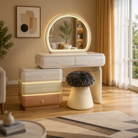 Nouvelle Grande Coiffeuse avec Miroir et Rangement, Meuble de Chambre à Coucher, Table de Maquillage avec Lumières LED, Tiroirs Colorés, Meilleure Vente pour la Maison