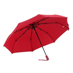 Moins cher 2020 Polyester 8k Rouge Repousser Slimline 3 Pliable Voyage Entièrement Automatique Parapluie