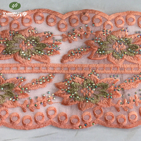 Galon de Dentelle en Organza Polyester Brodé de Strass Original, Tendance, 15 cm, pour Décoration de Vêtements DIY