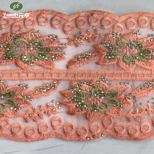 Adorno de encaje de Organza de poliéster con bordado de diamantes de imitación Original de 15cm a la moda para decoración de ropa DIY - Product Image 4