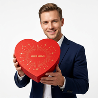 Boîte Cadeau Luxe Rose en Forme de Cœur en Gros, Logo Personnalisé, Estampage Or, Design Étoilé, Emballage Chocolat Saint-Valentin, OEM en Vrac