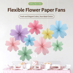 Pastellfarbene Origami-Papierblumenfächer Hängende Rosetten Wanddekoration für Hochzeit Geburtstag Feier - Product Image 5