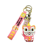 Porte-clés Danse du Lion en PVC Souple, Breloque Tête de Lion Chinois 3D, Porte-clés Mascotte Porte-bonheur, Pendentif de Sac pour Cadeau du Nouvel An, Souvenir