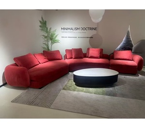 Canapé sectionnel carré minimaliste de style italien, grand et plat, pour salon, en tissu avec rembourrage en éponge - Product Image 1